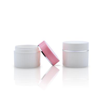 China Skin Care Cream Customized Makeup Packaging Round Empty Plastic Jar Cosmetic Skin Care Jars White 50ml for sale