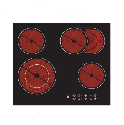 China Hotel Hot Seller Electric Built In Ceramic Cooktop 60cm 4 Burners Double Zone Infrared Hob 6600W Electric Cooker Stove for sale