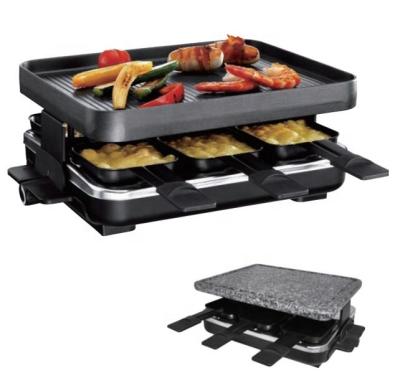 China LARGE GRILLING PRIMER 6 Person Electric BBQ Grill Raclette Grill With Die Cast Iron And Stone Plate for sale