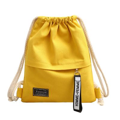 China Custom Anti-theft Drawstring Bag Backpack Cotton Canvas Single Drawstring Bag for sale