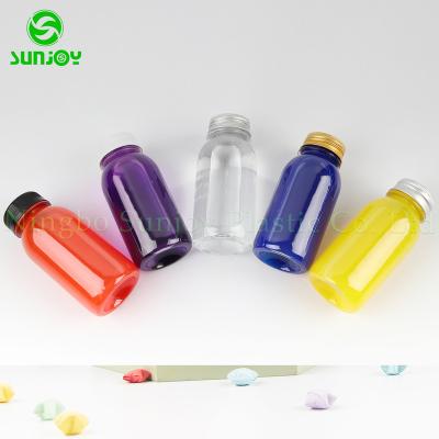 China Beverage Disposable transparent Cold Brew Coffee Plastic Bottle 200ml Round Juice Beverage Smoothies Bottles With Cap for sale