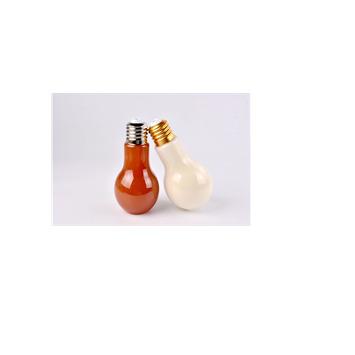 China Cold filling lamp bulb shape plastic milk bottle with screw cap and straw for milk, juice, soft drinks etc. for sale