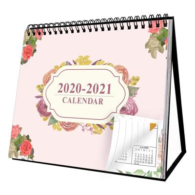 China 2021 Custom Logo Printed 2020 Table Calendar Stand Up Table Office Spiral Calendar Monthly School Planner for sale