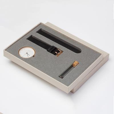 China Custom Logo Luxury Kraft Paper Packaging Kraft Paper Lid and Bottom Rigid Watch Gift Box with Foam Insert for sale