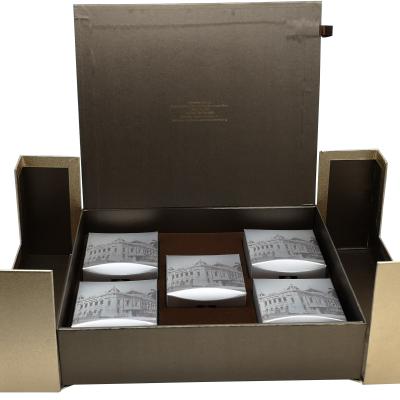 China Customized Recyclable High Quality Book Style Paper Packing Lid Tea Packaging Removable Eva Inert Box for sale