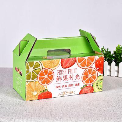 China Logo Printed Corrugated Cardboard Fruit Customized Recyclable Packaging Gable Retail Gift Box With Handle for sale