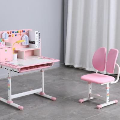 China Modern Blue Pink Adjustable Kids Study Desk And Chair Set Home Furniture for sale