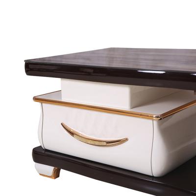 China Modern Teapoy Coffee Table Tianjin Marble Top Coffee Table White With Drawer for sale