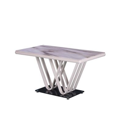 China Cheap Rustic Dining Tables Tempered Glass Top MDF Style Furniture Arabic Modern Luxury Elegant Restaurant Dining Room Tables for sale