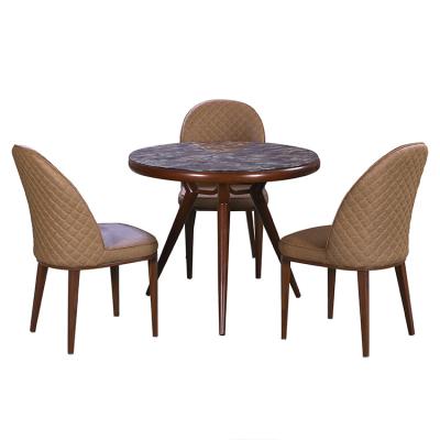 China Wholesale Modern Furniture Turkey Tempered Glass Round Dining Table Set With Chairs for sale