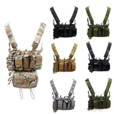 China Factory 500D Multicam Outdoor Custom Nylon Pockets Rig Tactical Vest With Magazine Activies Tactical Chest Rig Bag for sale