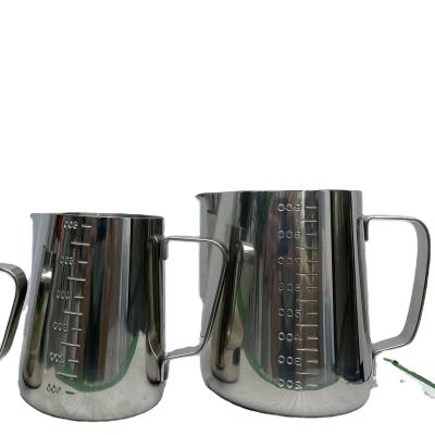 China Stocked Custom Logo Milk Pitcher Calibrated Milk Frothing Pitcher Stainless Steel High Capacity Milk Jug for sale