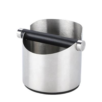 China Sustainable Stainless Steel Coffee Kick Box Metal Trash Can For Anti-Slip Silver Black White Coffee Grounds Kick Box for sale