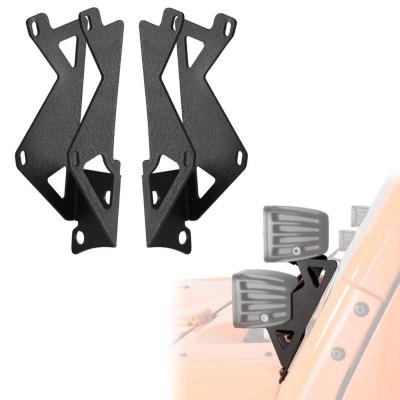 China Durable Dual Lower Windshield LED Light Mounts Brackets Kit For 2007-2016 JK / JKU Per Pair Black for sale