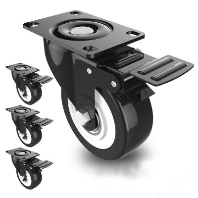 China VIMA Rigid 2 Inch Heavy Duty Casters With Brake, Locking Casters With 360 Degree No Noise PVC Wheels, Swivel Plate Casters for sale