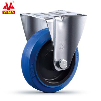 China VIMA OEM ODM Rigid 5 Inch Plate Caster Wheels Blue Soft Rubber Load Capacity 200KG Fixed Casters for sale