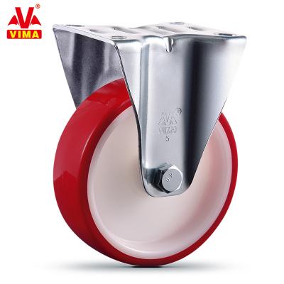 China VIMA Rigid 5 Inch Caster Industrial Red Caster Wheels PU Fixed Caster Wheels for sale