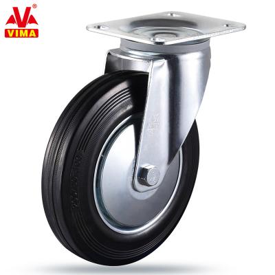 China 8 Inch Casters Gummi Plant Rigid Swivel Casters With Brake European 12532 High Quality Industrial Caster Wheels for sale