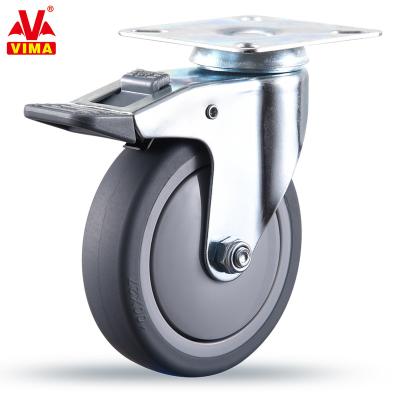 China Rigid Heavy Duty Plate Caster Wheels 4tpr/pu Swivel Heavy Duty Caster Running Wheels No Noise , Ball Bearing for sale