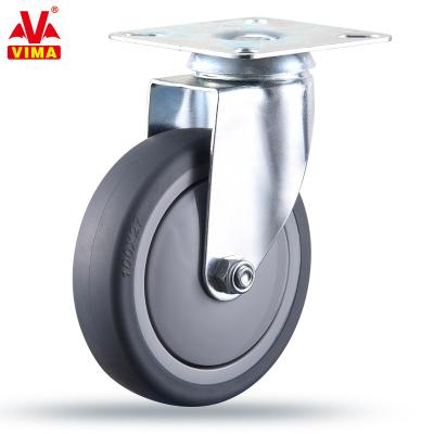 China Rigid tpr 4inch heavy duty plate caster anti-static tpr caster wheels for working bench cargo troley wheels no noise for sale