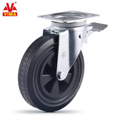 China Swivel Rigid OEM Factories Industrial Waste Bin Casters Casters 8 Inch Premium Rubber Wheel Waste Bin Caster Wheels for sale