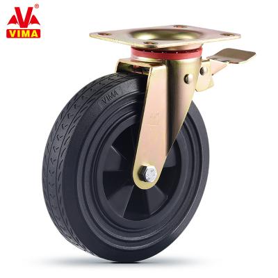 China OEM Heavy Duty 8 Inch Swivel Caster Garbage Wheel Garbage Bin Wheel Industrial Rubber Caster OEM ODM Factories for sale