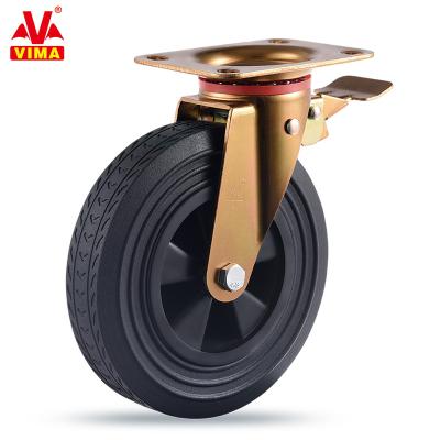 China VIMA 200mm Waste Bin Wheel Waste Bin Casters OEM ODM Factories Rigid Heavy Duty Industrial Wheel Container Rubber Caster for sale