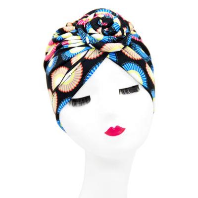 China New Fashion Soft Smooth Vintage Cowls Feeling Women Cotton Print Hair Wrap Turban Headband Donut African Bandana Hat for sale