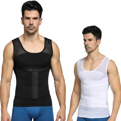 China Comfy Men's Compression Shirt Slimming Body Shaper Invest Sleeveless Knit Tank Top Tummy Control Shapewear For Men for sale