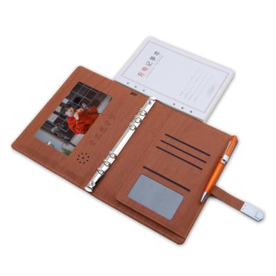 China Europe PU Leather Video Brochure Cloth 7 Inch LCD Video Brochure for sale