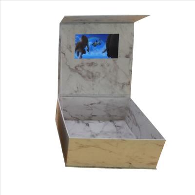 China Promotional Luxury Flower Wooden Paper Material Video Box Europe Ware LCD Video Marble Gift Box for sale