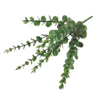 China Plastic+iron wire Wholesale 7 Heads Artificial Green Leaves Eucalyptus For Home Decor for sale