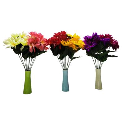 China Plastic+iron wire+silk cloth Wholesale High Quality Wedding Centerpiece 5 Heads Bouquets Artificial Chrysanthemums Flower for sale