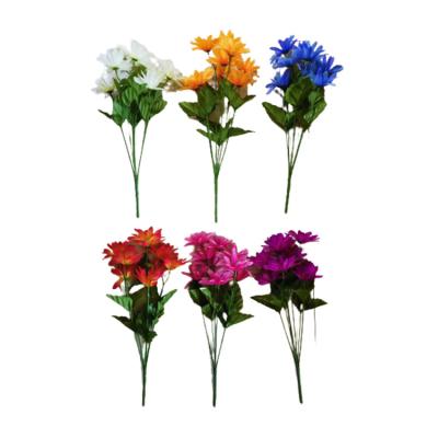 China Plastic+iron wire+silk cloth Wholesale Home Decoration 6 Heads Flower Bouquet Artificial Chrysanthemum Flowers for sale