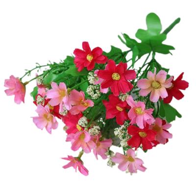 China Plastic+iron wire+silk cloth Factory Sale Silk Daisy Flower 7 Heads Small Artificial Decorative Flowers for sale