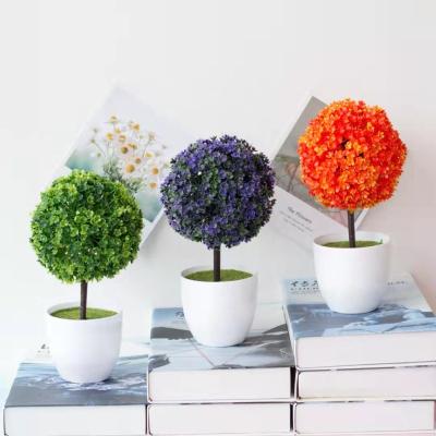 China Plastic New Style Home Office Decoration Plants Bonsai Mini Artificial Grass Tree Table Decoration for sale