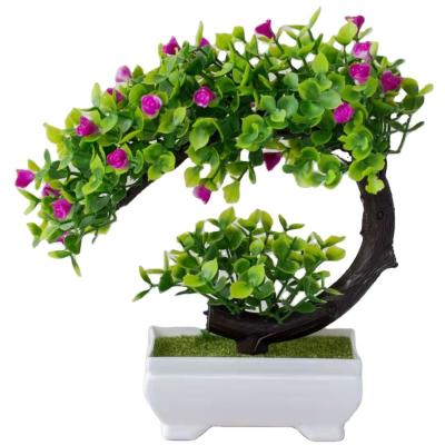 China Plastic Wholesale Plants Bonsai Tree Artificial Flower Plastic Greenery Potted Price for sale