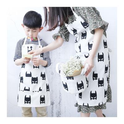 China Parent-child washable plain canvas apron cartoon cotton baby painting apron anti-fouling children for sale