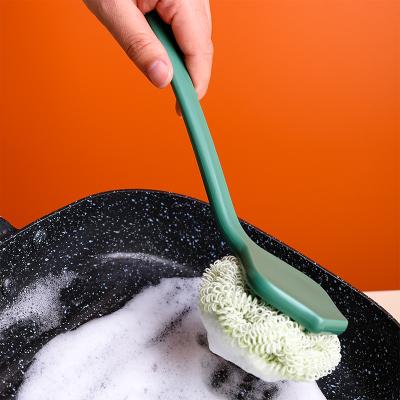 China Durable Customized Colorful Plastic Long Handle Dish Scrub Brush Pot Cleaning Brush For Pan for sale