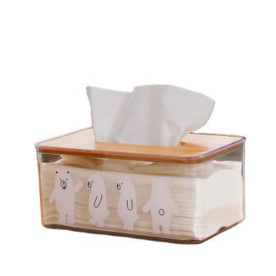 China Newcomer Minimalist Wooden Tissue Box Cover Holder Tissue Paper Towel Plastic Tissue Box for sale