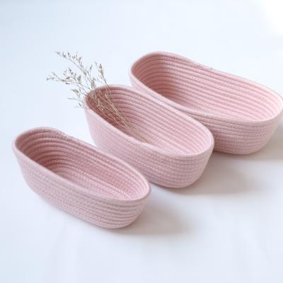 China Wholesale Viable Woven Storage Basket Round Rope Fabric High Quality Woven Basket for sale