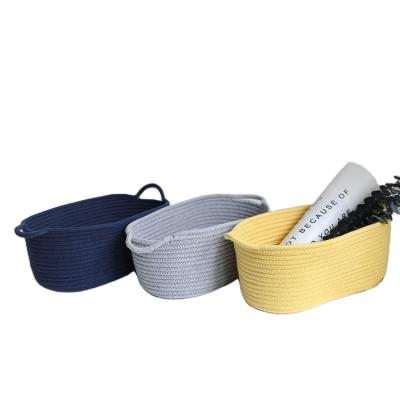 China Factory Direct Sale Storage Basket Woven Cotton Rope Car Storage Viable Home Decorative Basket for sale