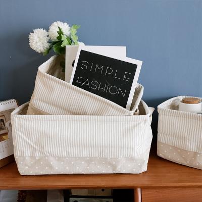 China Sustainable Top Promotion Cotton Canvas Stationery Storage Box Printed Clothes Stitch Storage Boxes With Good Price for sale