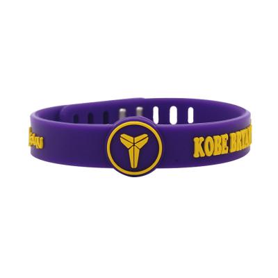 China Adjustable Size Wristband Sports Star Band Kobe Fan Basketball Silicone Wrist Band Buckle Silicon Band Accessory for sale