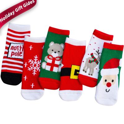 China 2021 QUICK DRY 6 Pairs Cartoon Holiday Toddler Kids Best Christmas Gift Socks Baby Christmas Socks for sale