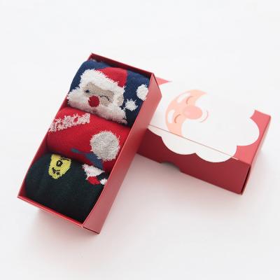 China Sports exquisite packaging thickening warm combed cotton socks cartoon gift box children's Christmas socks for sale