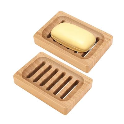 China Soap Dry Easy Natural Bamboo Small Square Tray Wooden Dish Holder Box For Bath Shower for sale