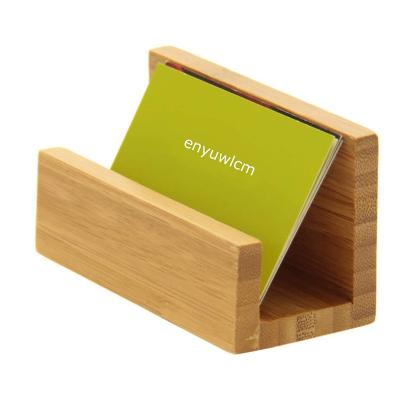 China Eco-friendly Solid Wood Custom Business Card Holder Rack Gift Card Display Base for sale