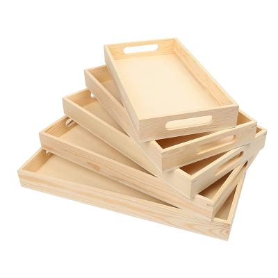 China Eco-friendly wholesale custom made kitchen 5 tray coffee tea table serving rustic wood tray set for sale