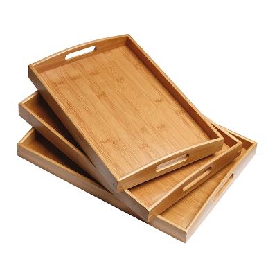 China Eco-friendly Natural Fruit Large Rectangle Restaurant Serving Tray Breakfast Coffee Table Bamboo Tray for sale